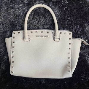 Michael Kors Cream Studded Satchel